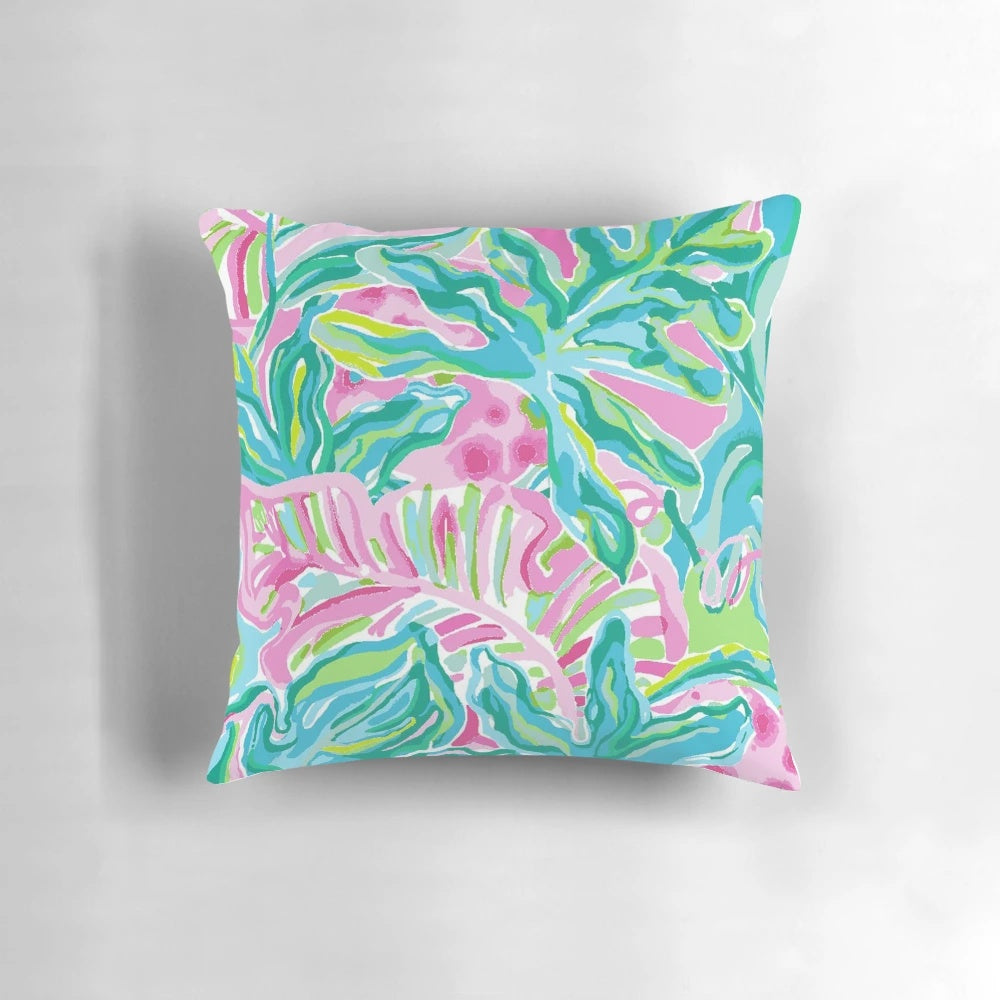 Lilly Pulitzer style water color floral throw pillow
