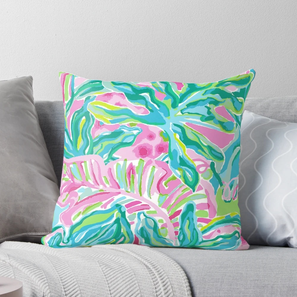 Lilly Pulitzer style water color floral throw pillow