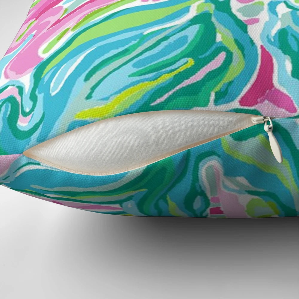 Lilly Pulitzer style water color floral throw pillow