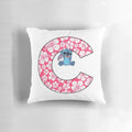 Lilo and Stitch themed letter C throw pillow, featuring the iconic Disney characters