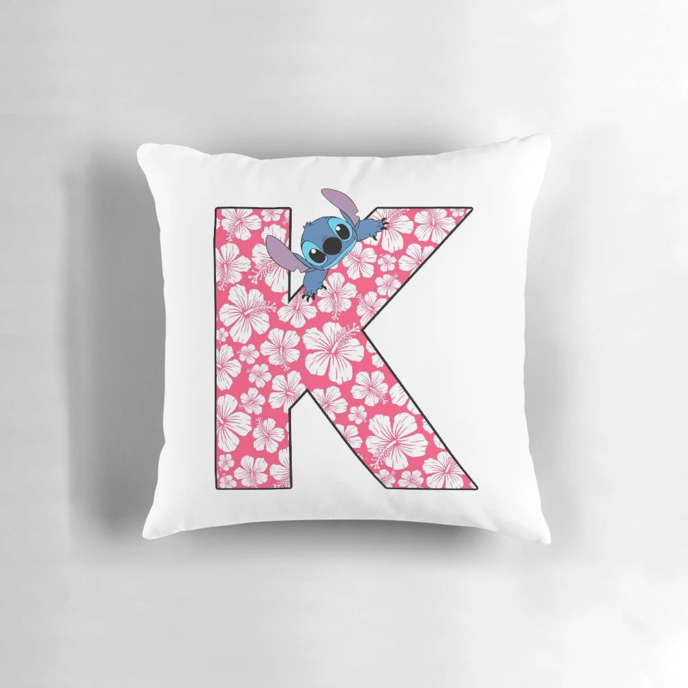 Lilo & Stitch themed decorative throw pillow featuring the letter K