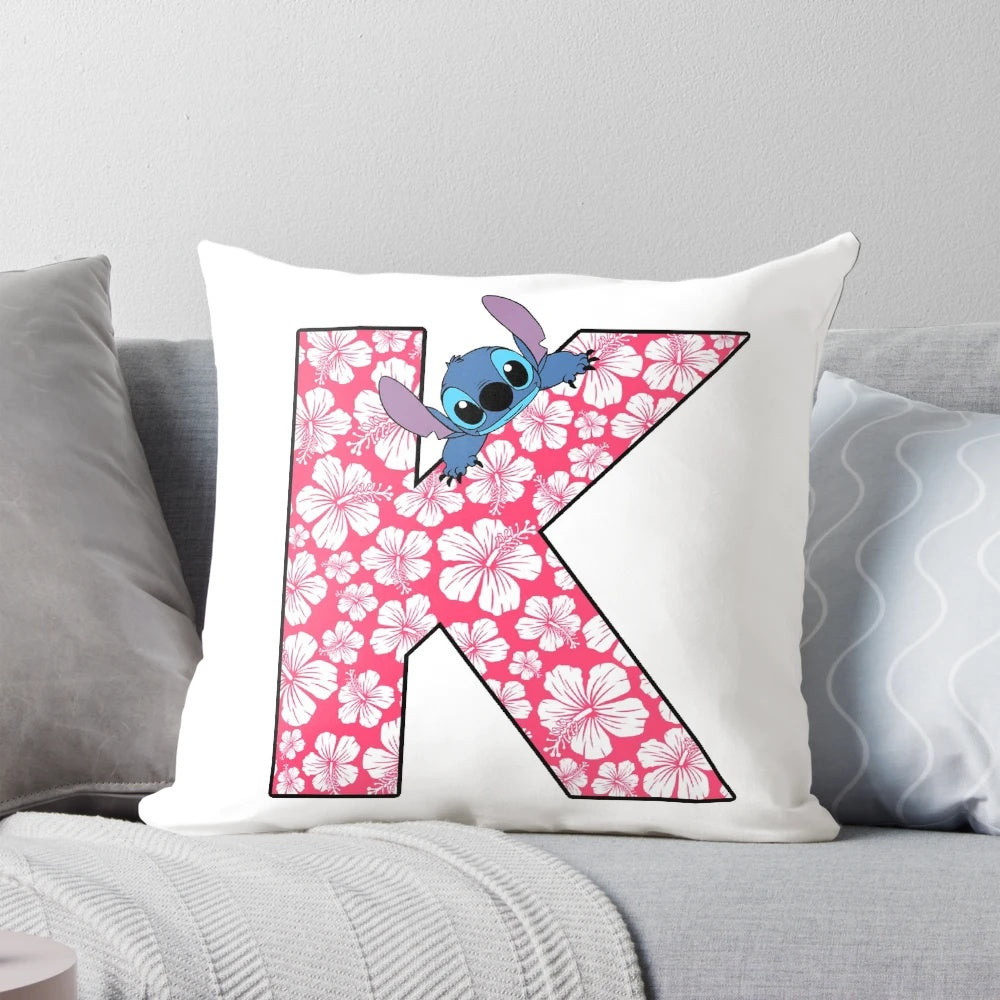 Lilo & Stitch themed decorative throw pillow featuring the letter K