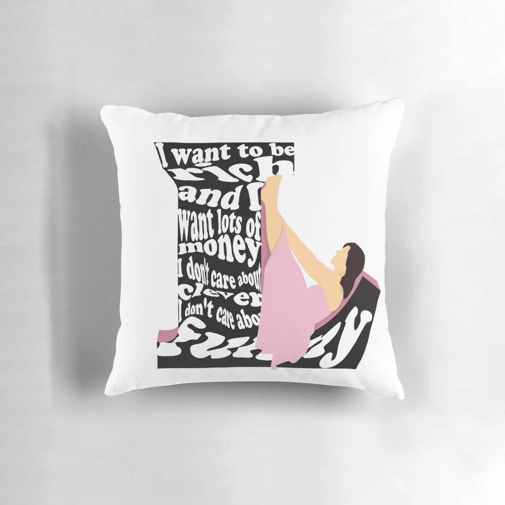 Decorative pillow featuring album artwork from Lily Allen's 'It's Not Me, It's You' album