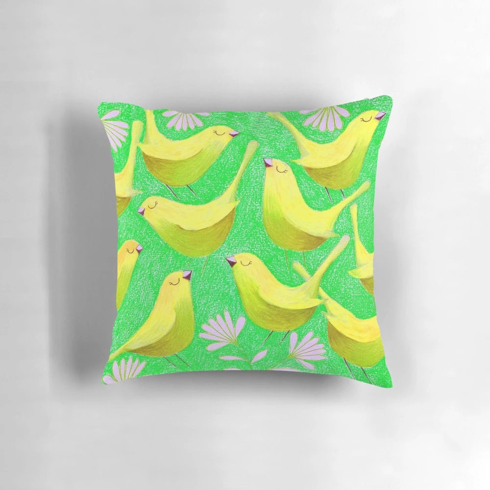 Lime green and gold bird print phone case