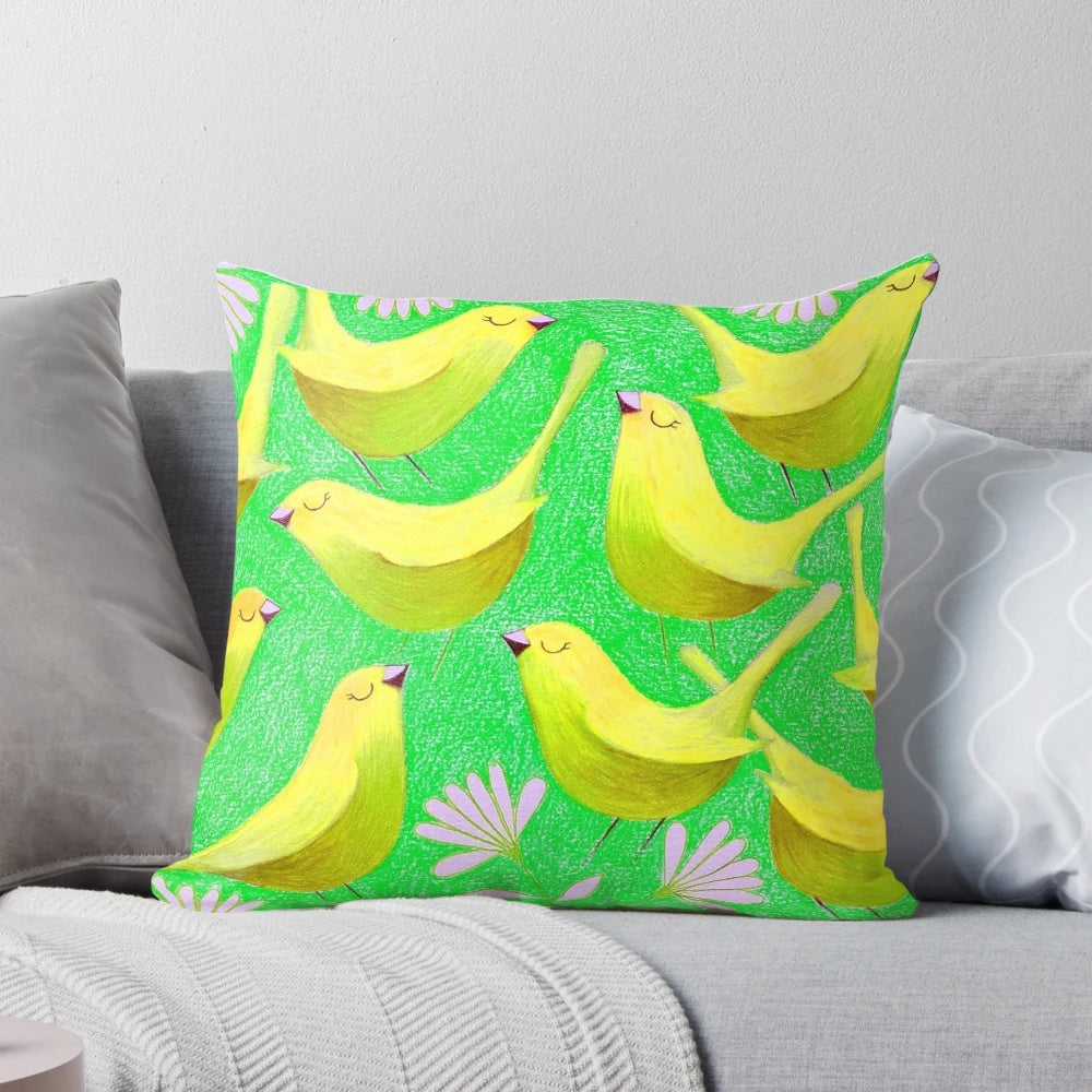 Lime green and gold bird print phone case