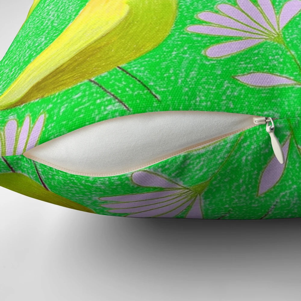 Lime green and gold bird print phone case