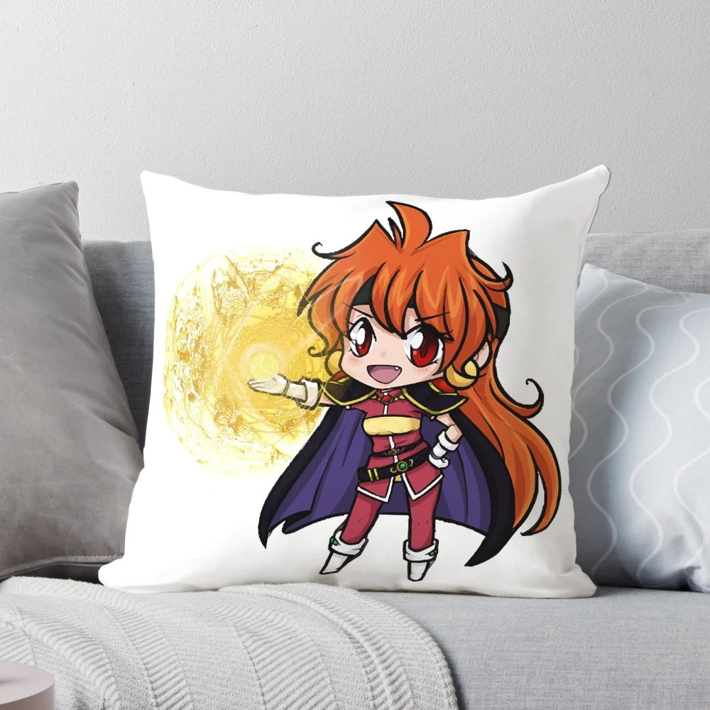 Lina Inverse from the Slayers anime series casting the Dragon Slave spell on a soft, cozy pillow.