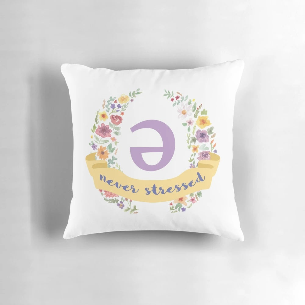 Decorative Pillow with Linguistics Podcast Themed Floral Pattern
