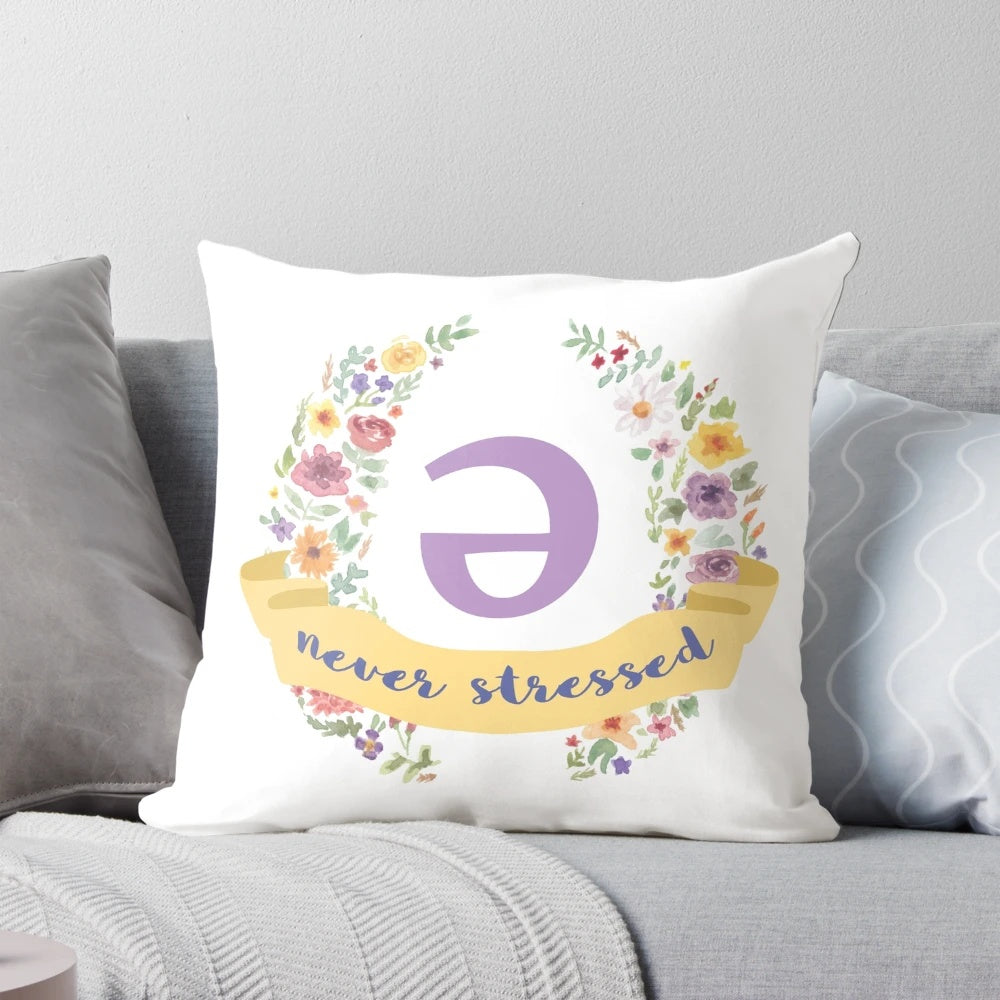 Decorative Pillow with Linguistics Podcast Themed Floral Pattern