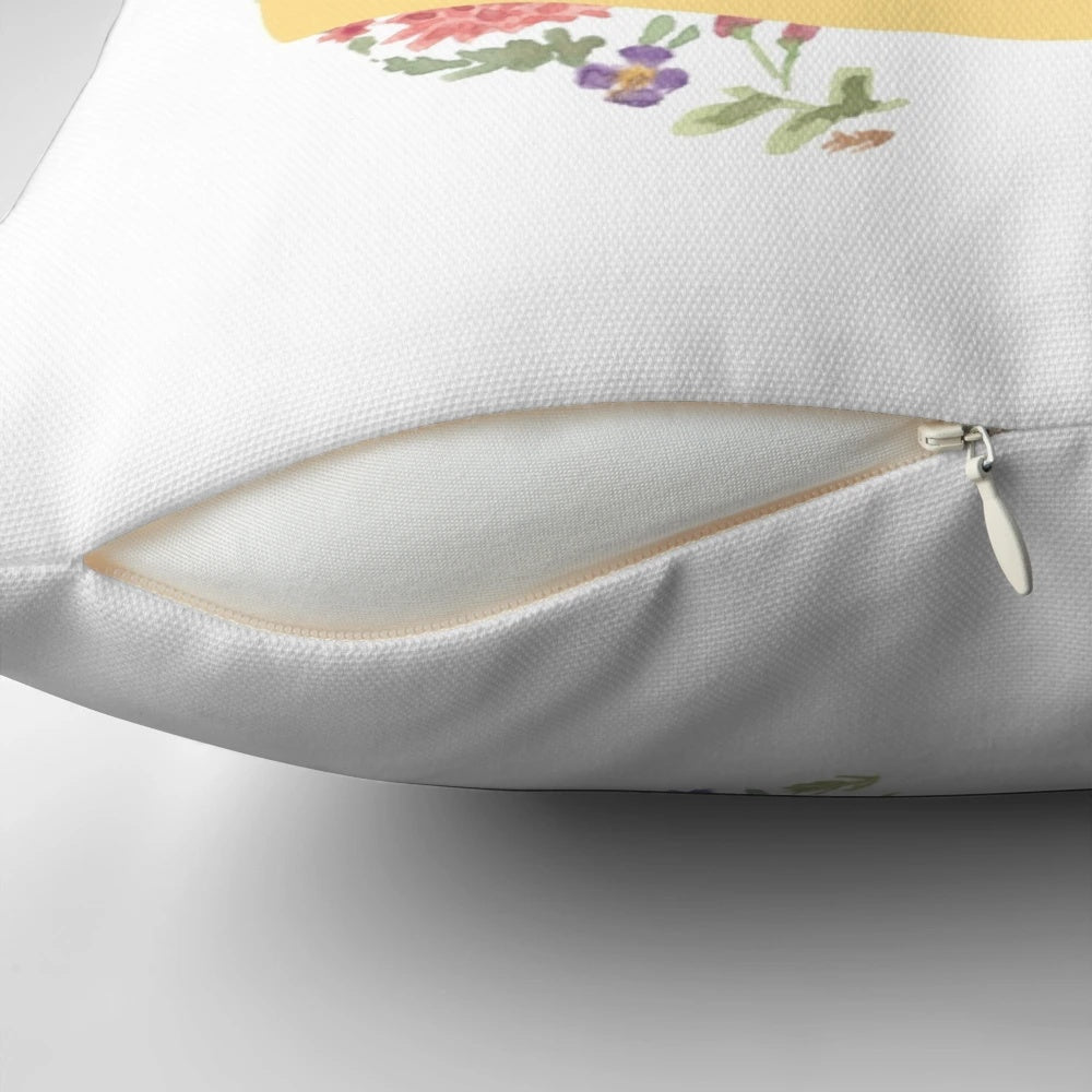 Decorative Pillow with Linguistics Podcast Themed Floral Pattern