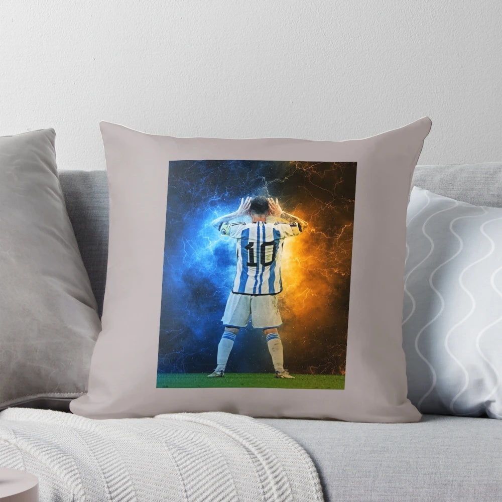 Lionel Messi, the Argentina national team football star, featured on a comfortable pillow.