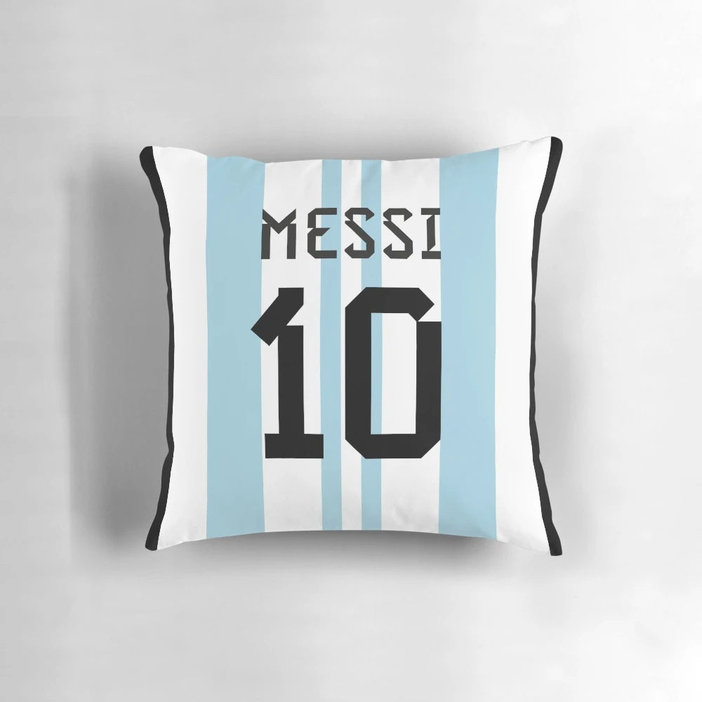 Lionel Messi Argentina World Champion Pillow with the Argentina flag and "10" number