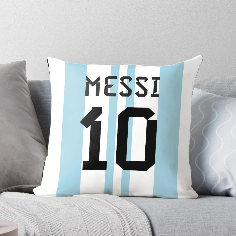 Lionel Messi Argentina World Champion Pillow with the Argentina flag and "10" number