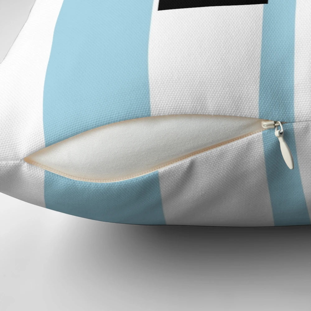 Lionel Messi Argentina World Champion Pillow with the Argentina flag and "10" number