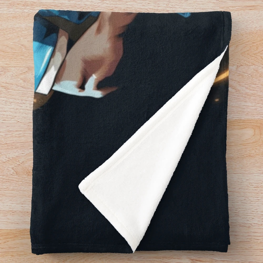 Lionel Messi inspired plush blanket with football/soccer graphics