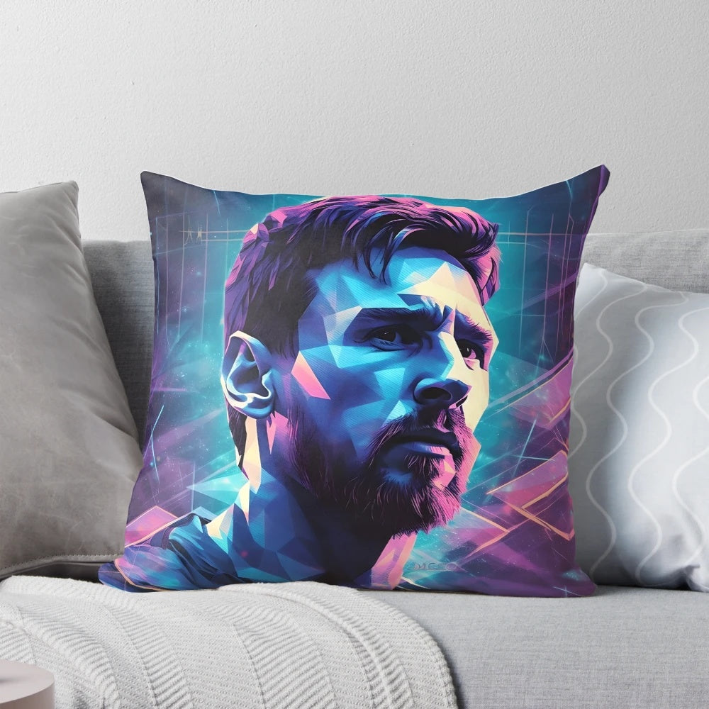 Pillow featuring Argentine soccer superstar Lionel Messi for fans of Inter Miami