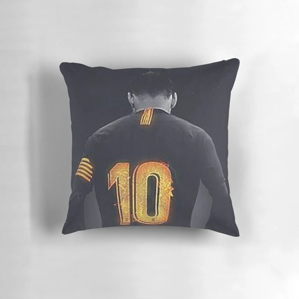 Soft and plush Lionel Messi-themed pillow with his iconic number 10 jersey