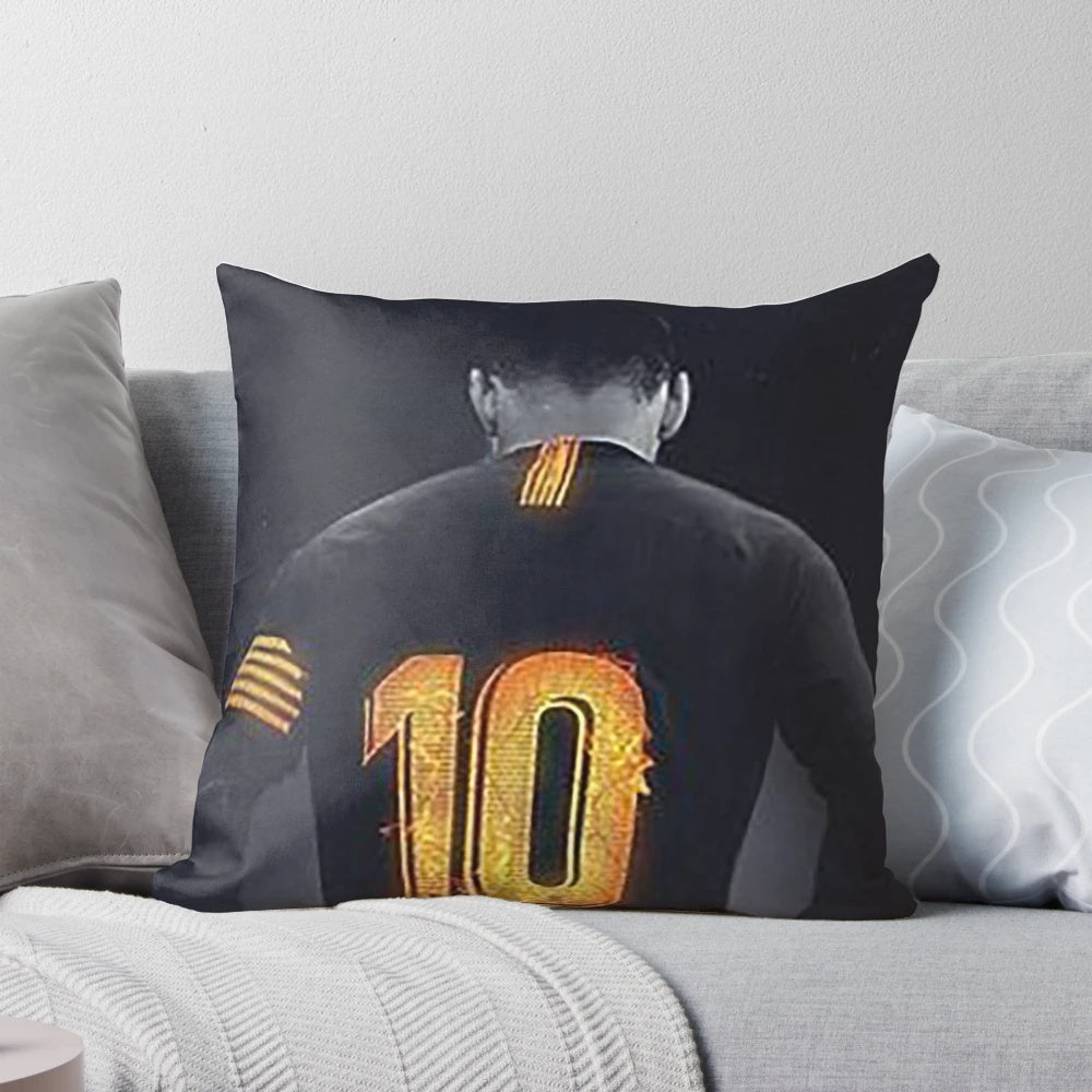 Soft and plush Lionel Messi-themed pillow with his iconic number 10 jersey