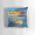 Liquid Cyan Pillow featuring a vibrant, abstract artwork inspired by the Scottish Highlands