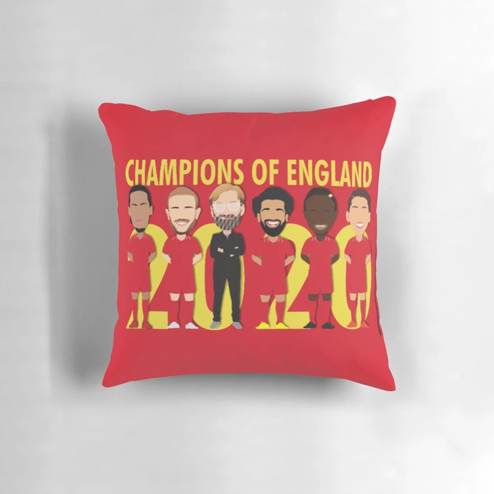 Liverpool FC Champions 2020 Pillow with players Salah and Firmino