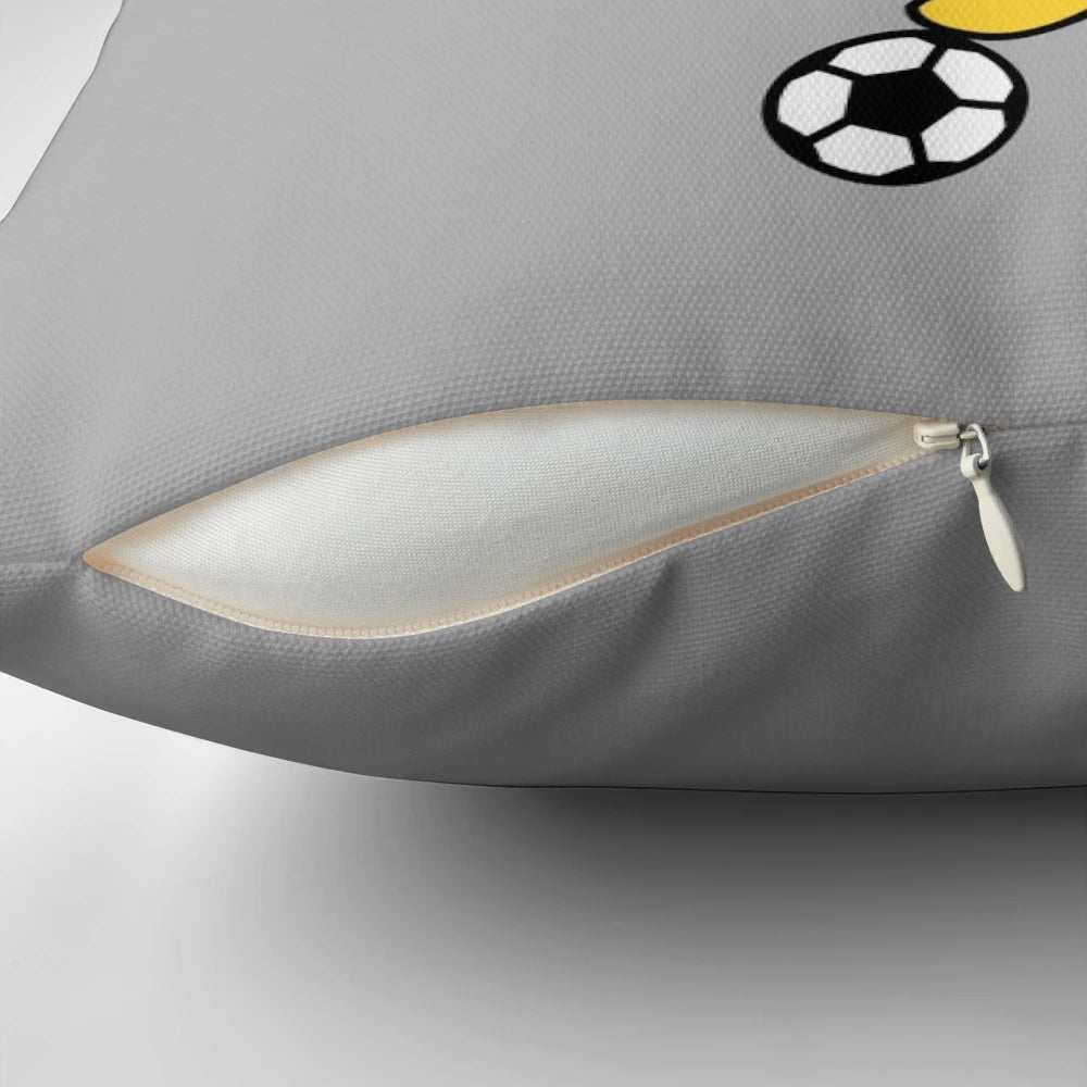A plush and colorful pillow featuring the Little Miss Liverpool character, perfect for football and soccer fans.