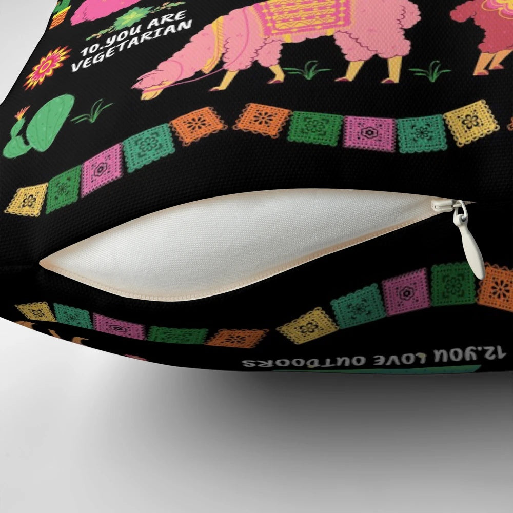 Funny llama pillow with 12 signs you might be a secret llama