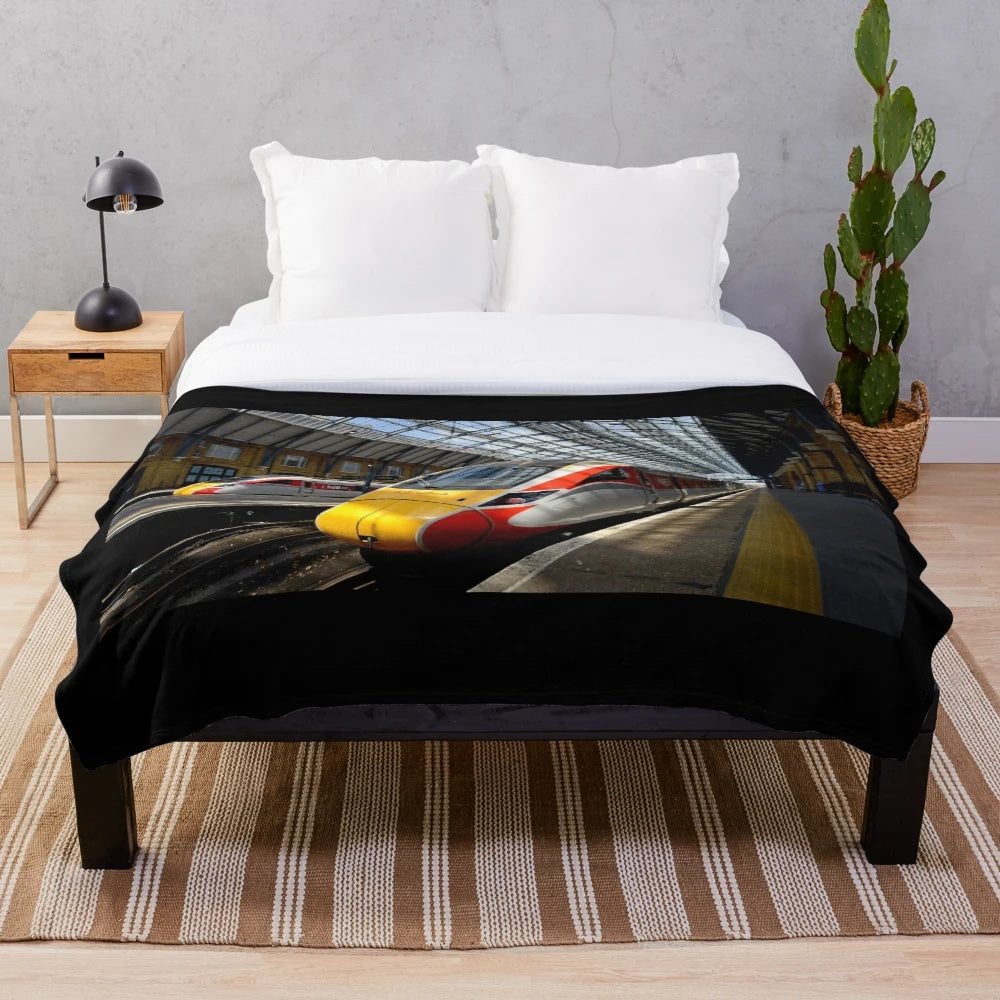 LNER Azuma 801 high-speed train at King's Cross Station plush blanket