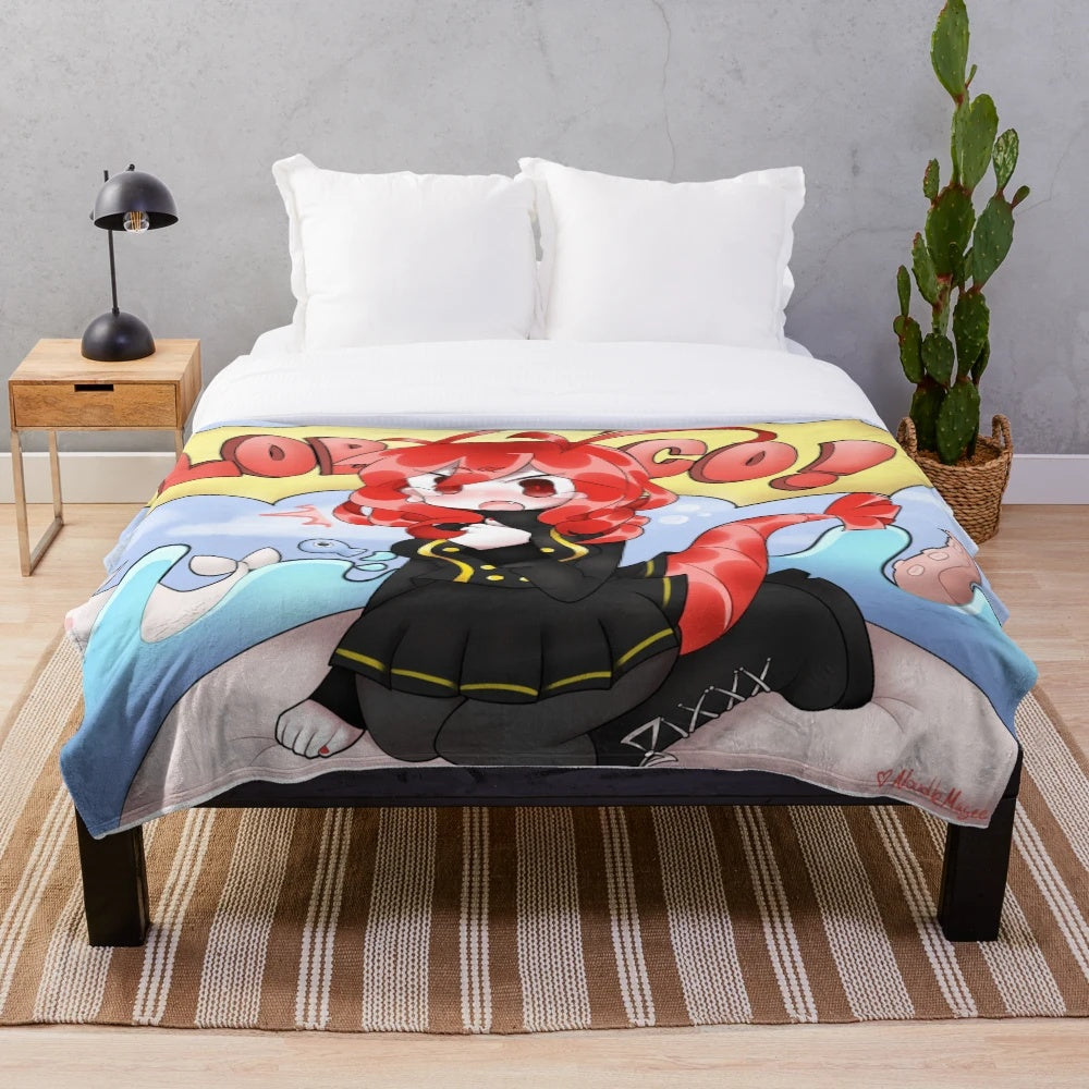 Lobco-inspired plush blanket featuring a cute anime girl design