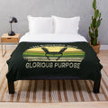 Loki inspired plush blanket with "I am burdened with glorious purpose" quote