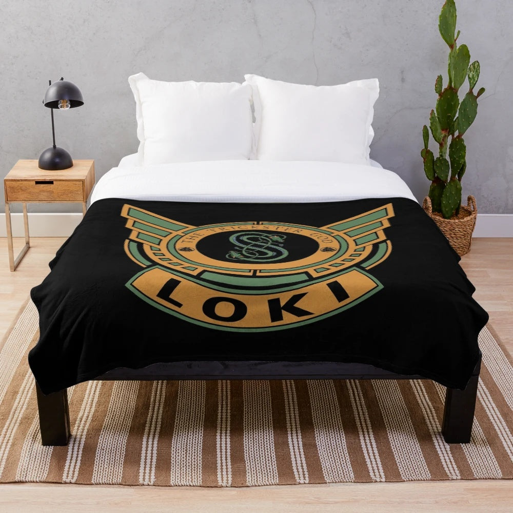 Loki inspired plush blanket with ancient mythological designs