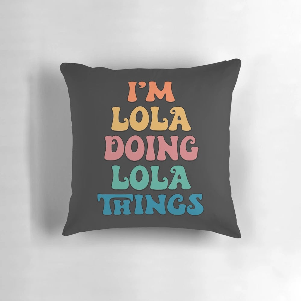 Lola Funny Retro First Name Pillow