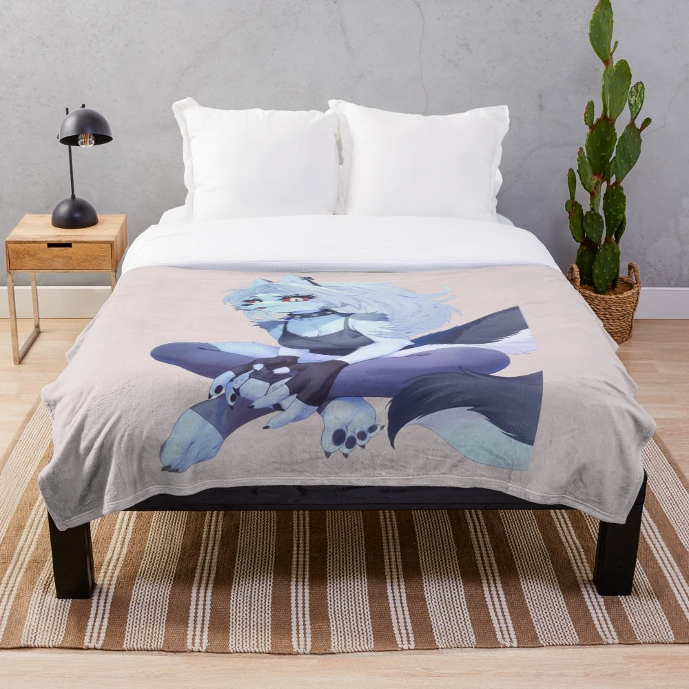 Loona inspired Helluva Boss plush blanket featuring the character