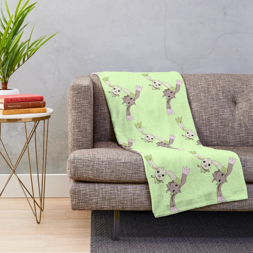 Lopmon and Terriermon inspired plush blanket
