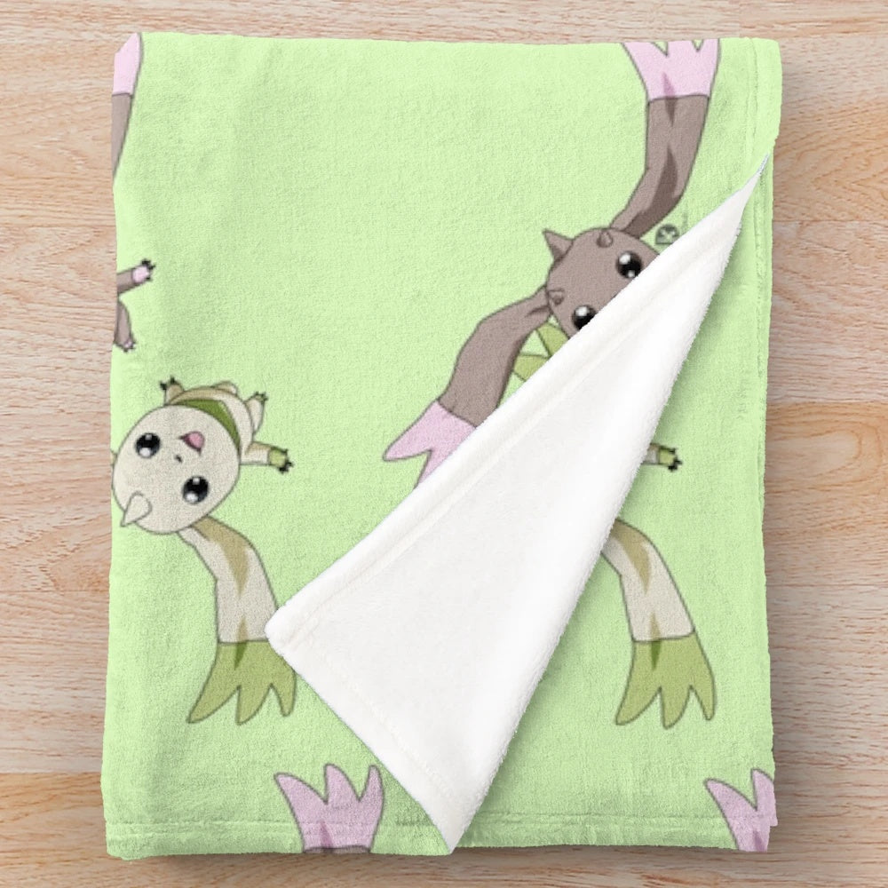 Lopmon and Terriermon inspired plush blanket