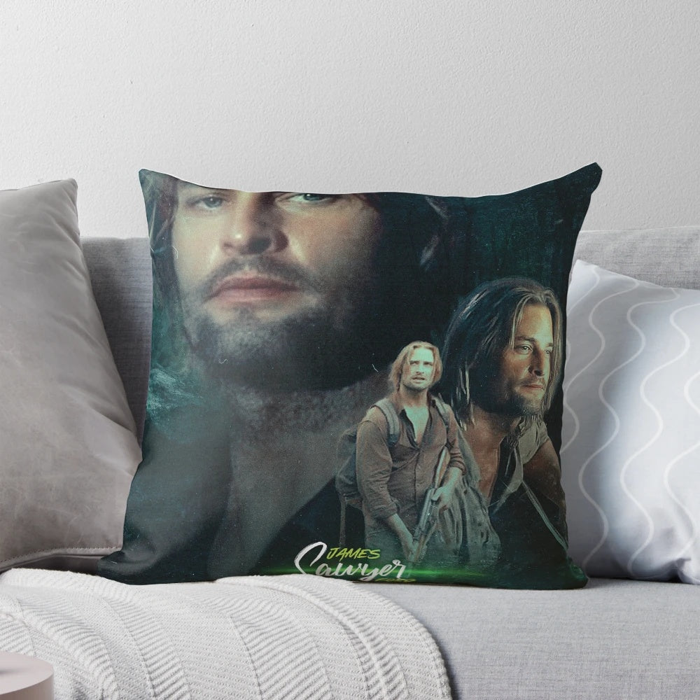 Lost TV series pillow featuring Josh Holloway as James "Sawyer" Ford