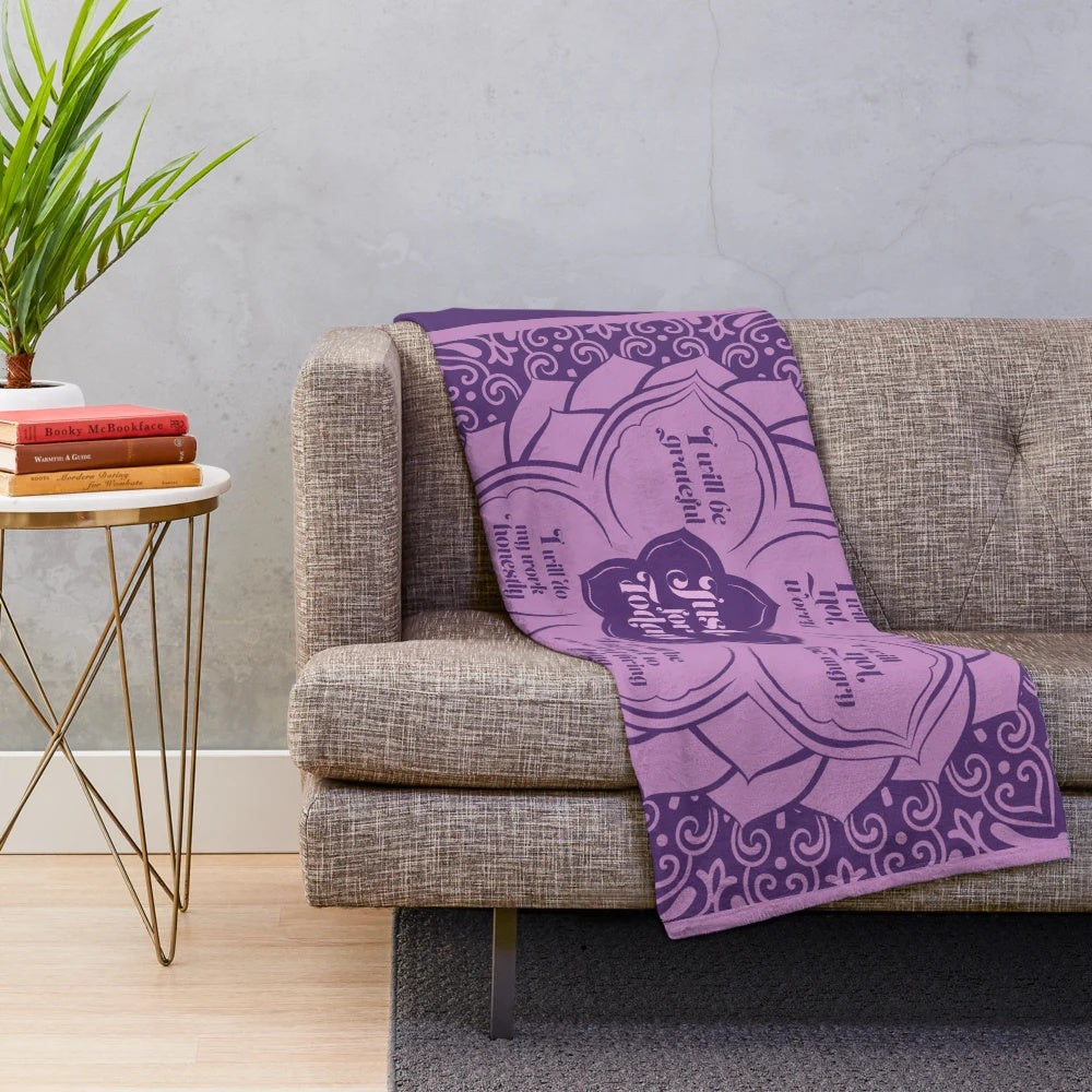 Lotus plush blanket featuring reiki principles and precepts