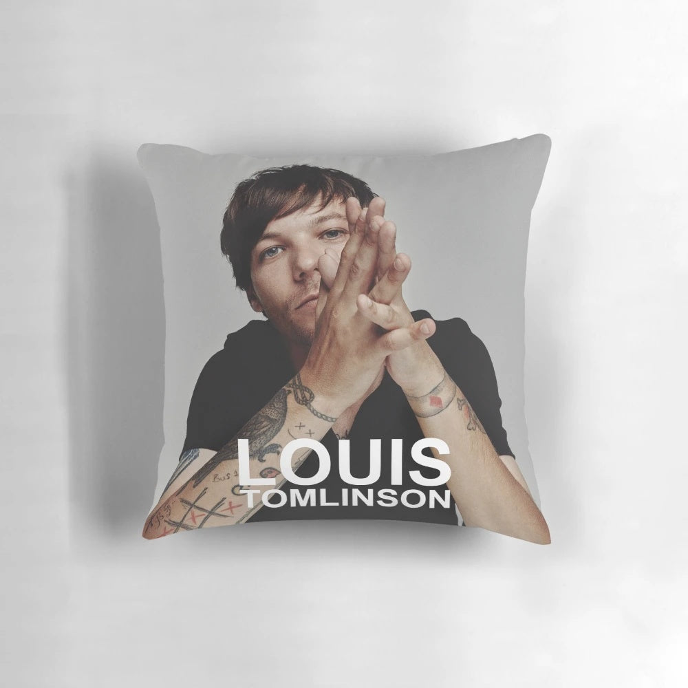 Louis Tomlinson inspired pillow design featuring world tour imagery