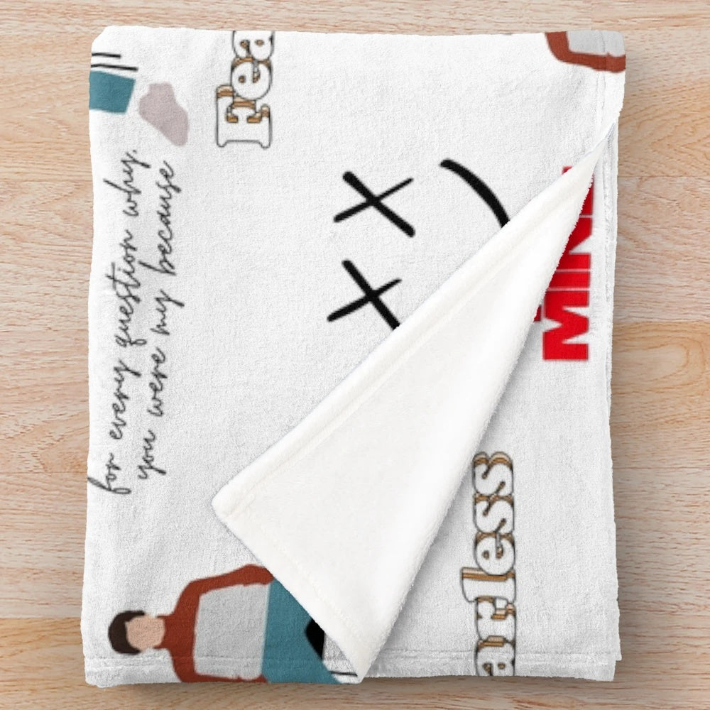 Louis Tomlinson inspired plush blanket with one direction walls album stickers