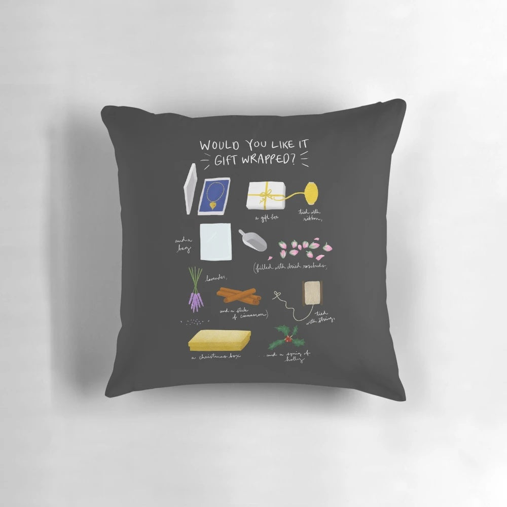 Love Actually Christmas Pillow with White Ink Infographic Design
