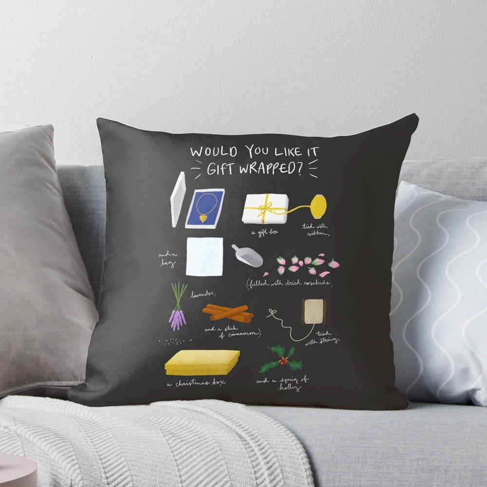 Love Actually Christmas Pillow with White Ink Infographic Design