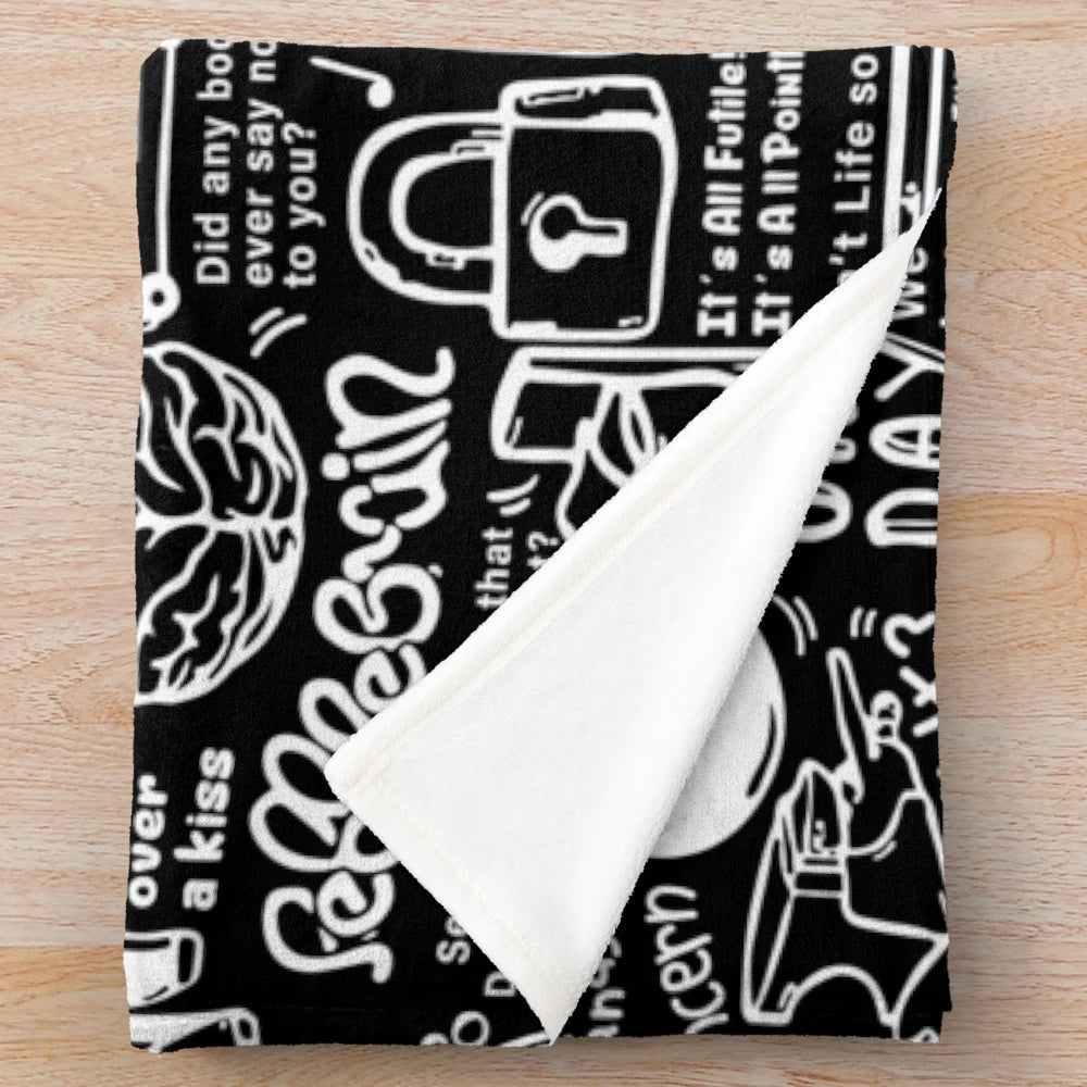 Lovejoy band inspired plush blanket with black pattern design