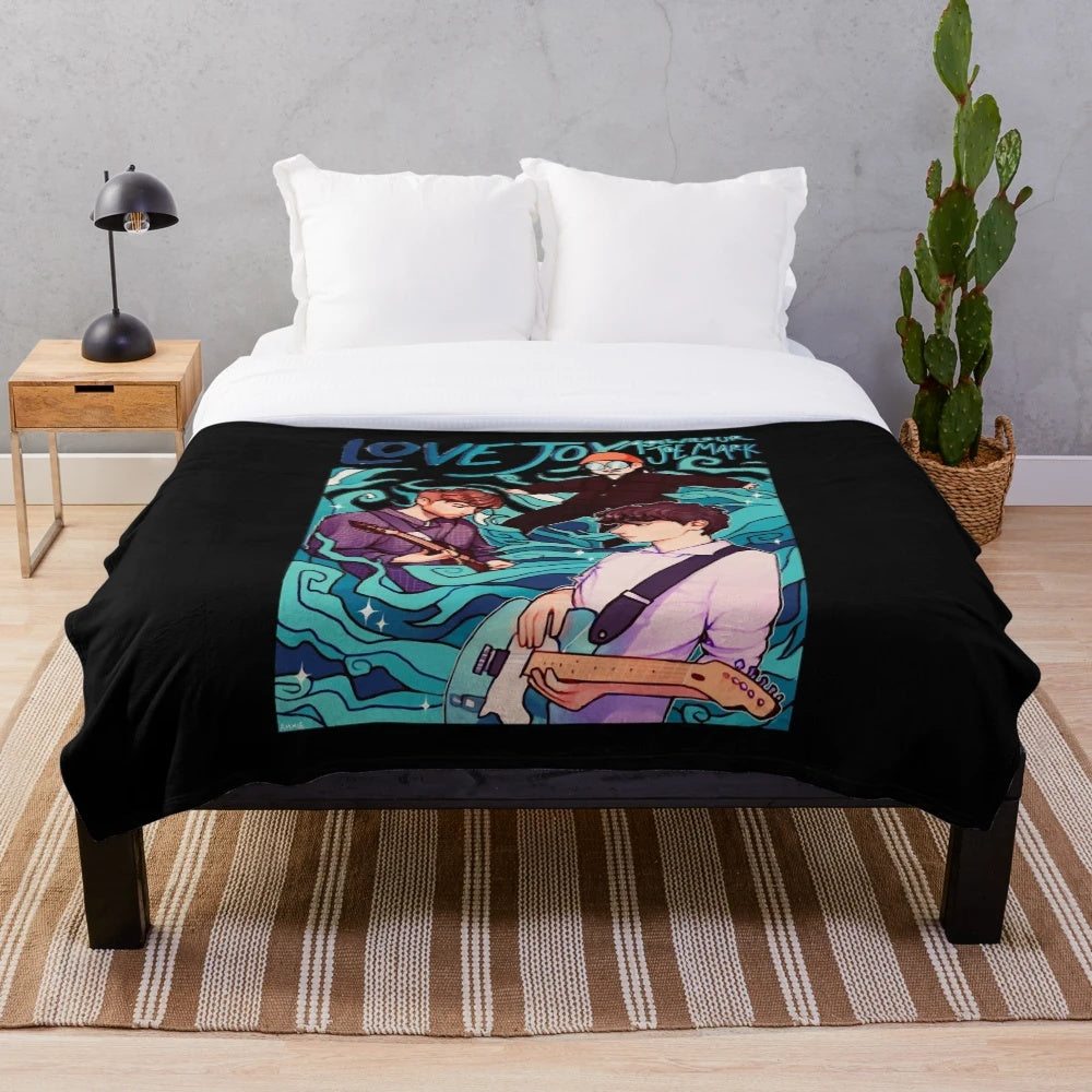 Lovejoy band inspired plush blanket with retro aesthetic