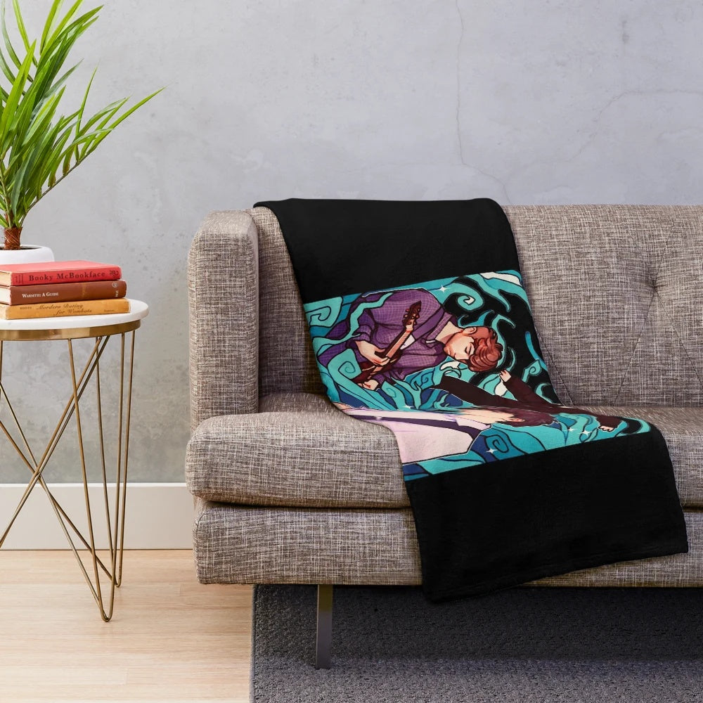 Lovejoy band inspired plush blanket with retro aesthetic
