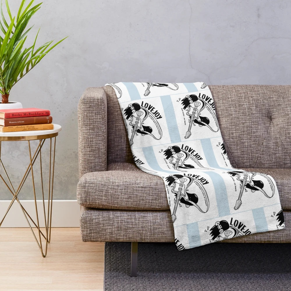 Lovejoy band inspired plush blanket with the band's logo and lyrics