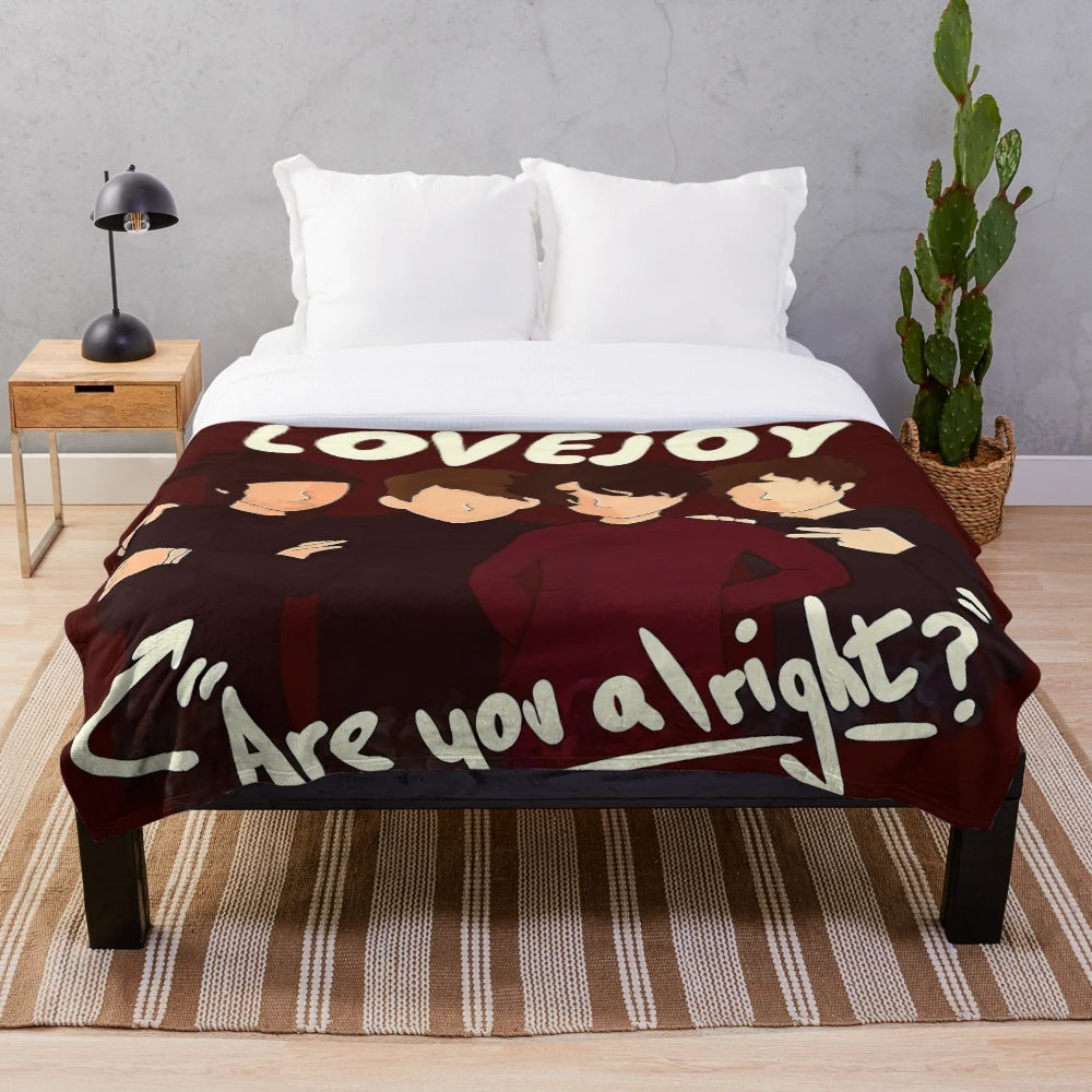 Lovejoy-inspired plush blanket with music album artwork design
