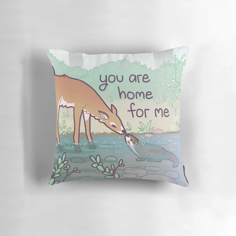 Loving Deer and Otter Pillow for Couples, Romantic Home Decor