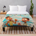 Luca movie Pixar inspired plush blanket featuring characters and beach scenery