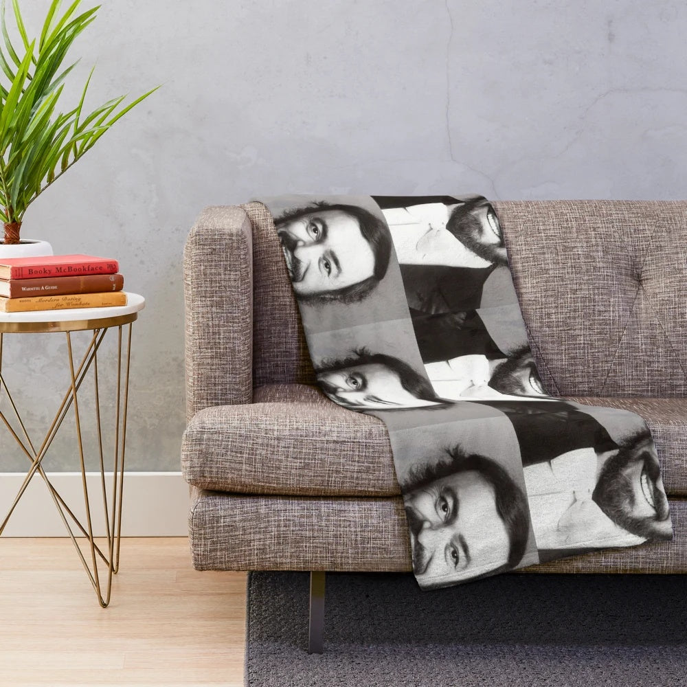 Luciano Pavarotti inspired black and white plush blanket