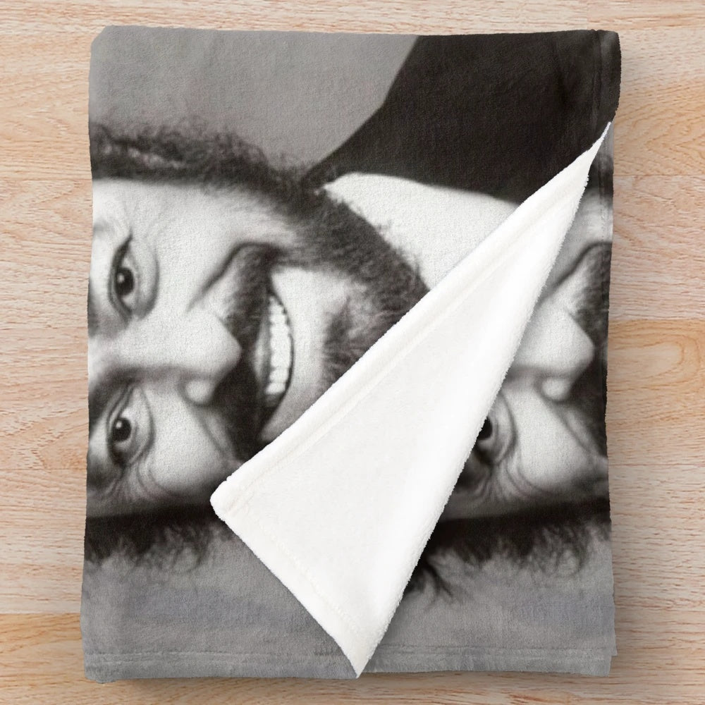 Luciano Pavarotti inspired black and white plush blanket