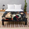 Lucifer-inspired obey me masters plush blanket with demon and fallen angel design